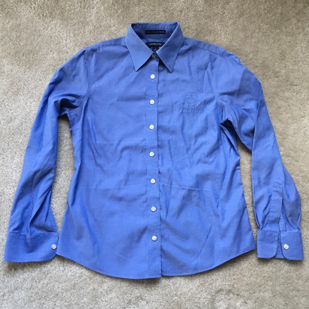 Lands' End Mercedes Benz Button-Down Shirt in Blue NWOT